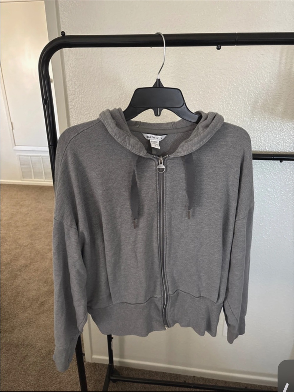 Athleta Gray Full-Zip Hooded Sweater